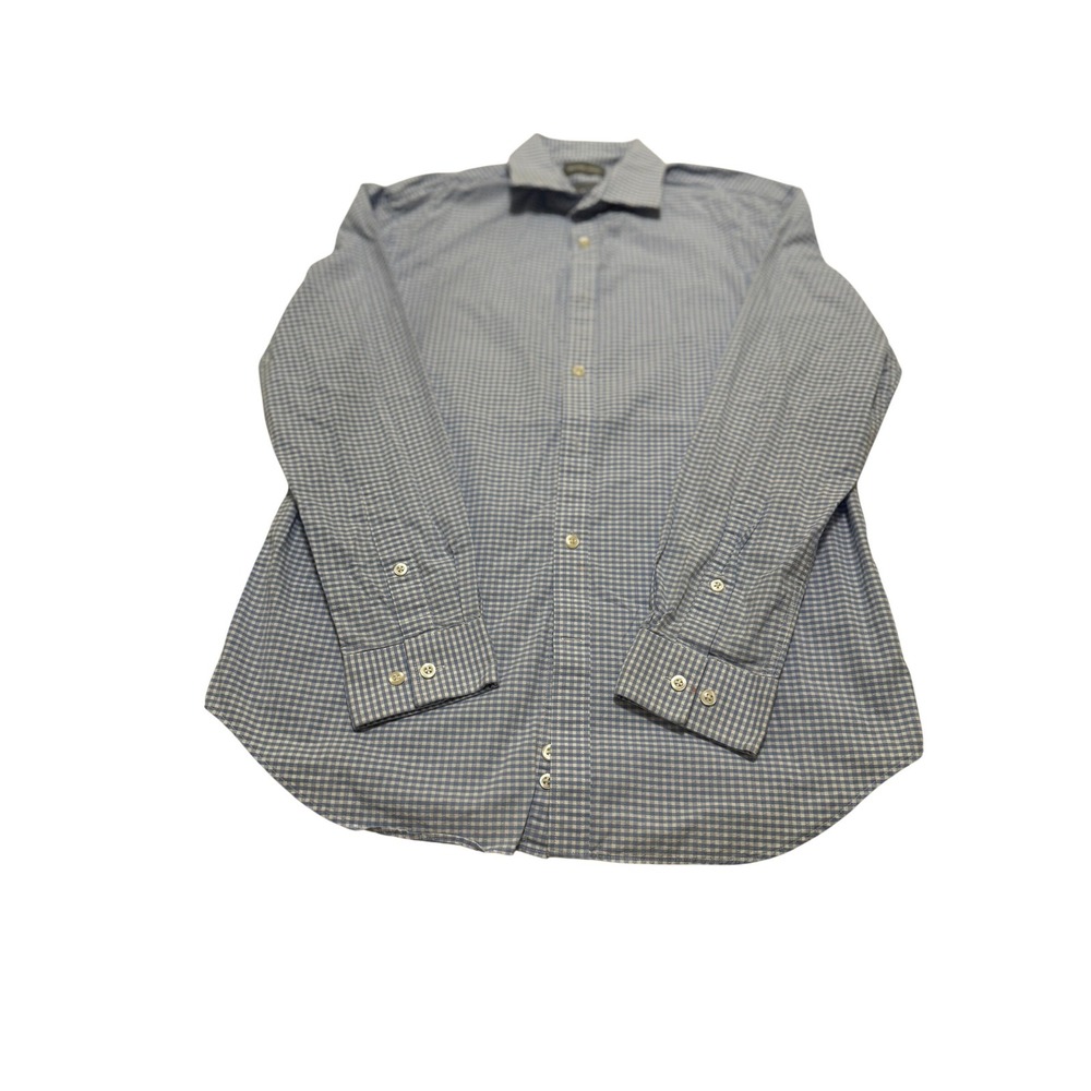 Michael Kors Kids Slim Fit Stretch Gingham Dress Shirt Blue White Size M